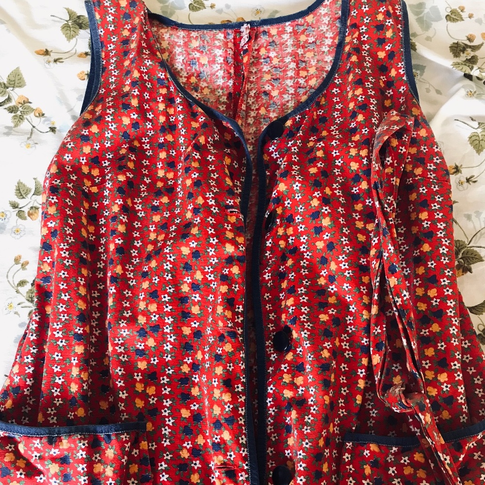 Vintage 70s Cotton Frock - house dress - Italy - Sz 6